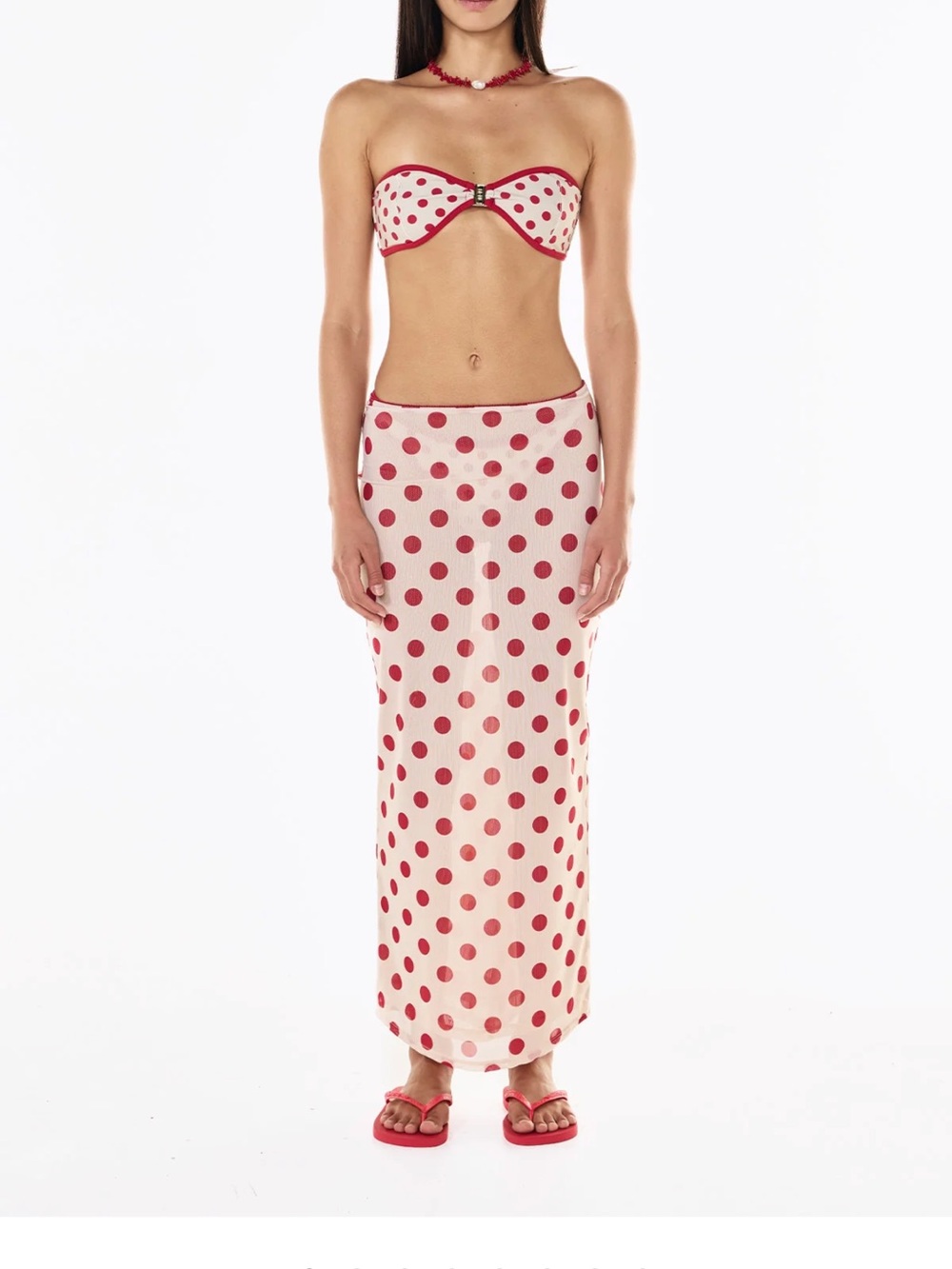 La-Lu an Australian brand SHEER SKIRT | CREAM SCARLET POLKA